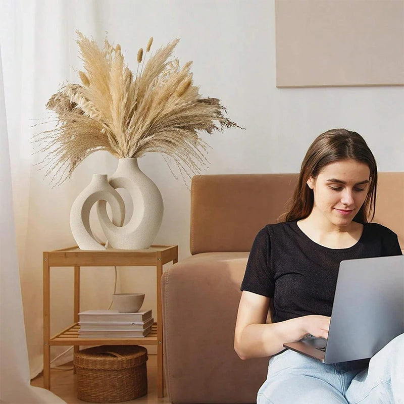 Europäisches Keramik Vasen Set Weiß